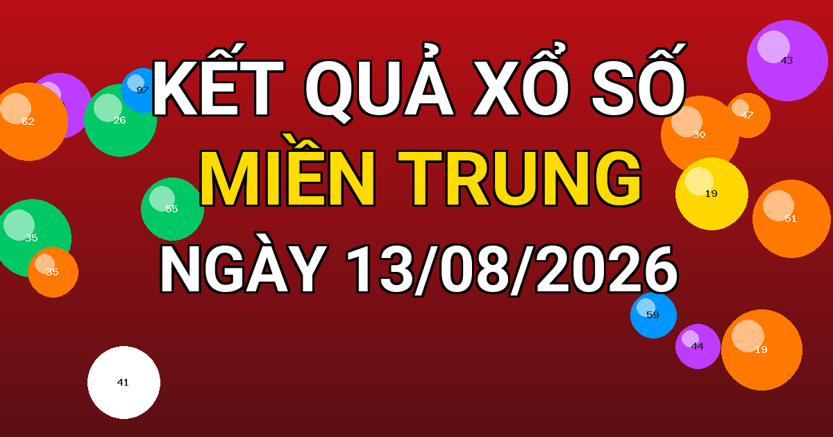 Kết quả xổ số Miền Trung ngày 13/08/2026