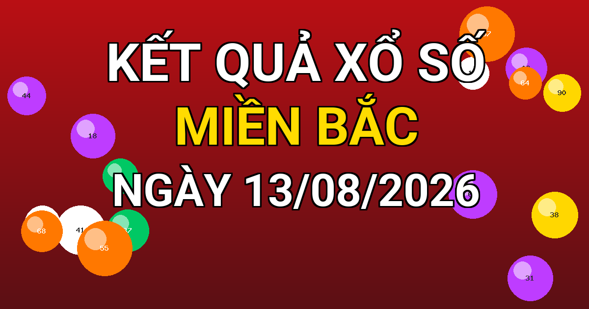 Kết quả xổ số Miền Bắc ngày 13/08/2026