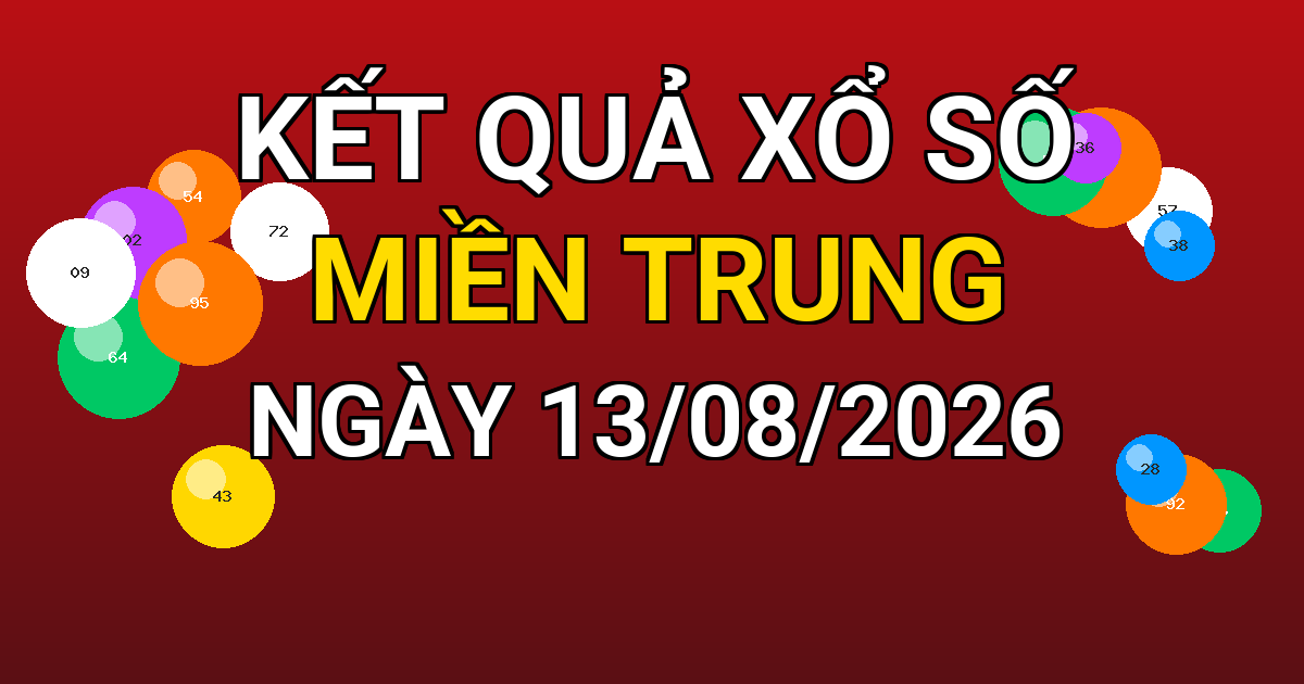 Kết quả xổ số Miền Trung ngày 13/08/2026