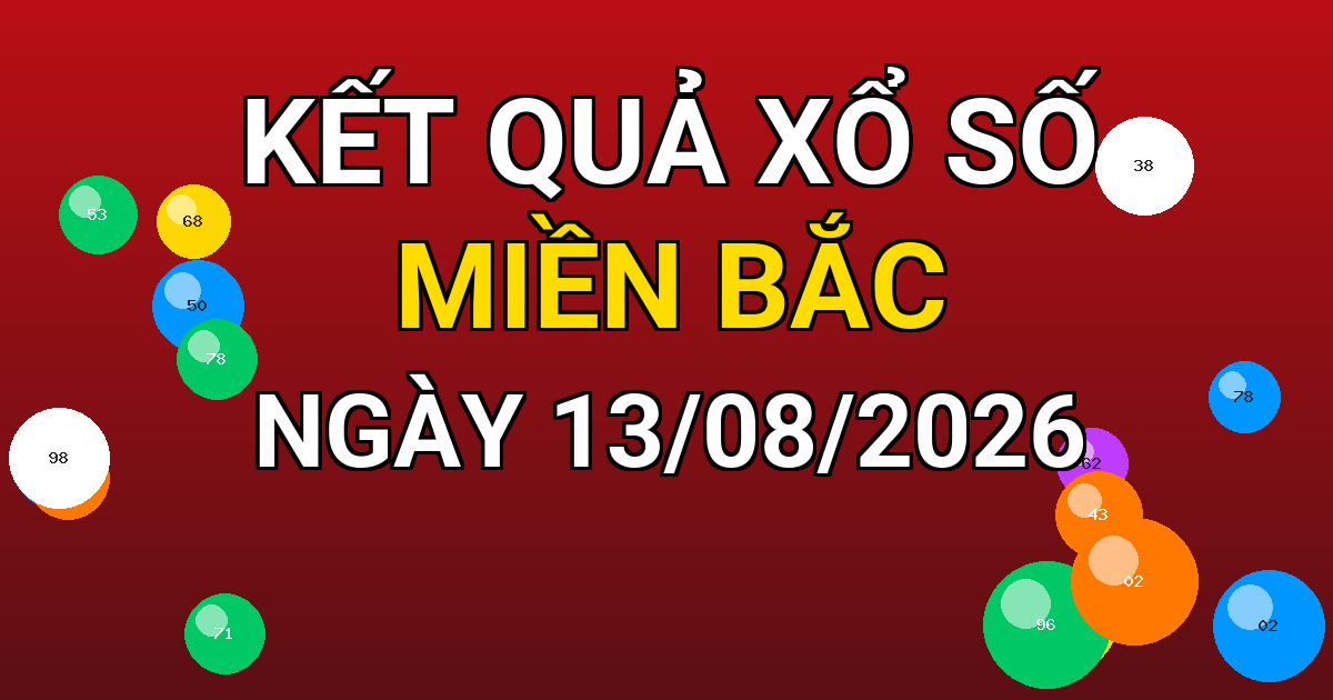Kết quả xổ số Miền Bắc ngày 13/08/2026