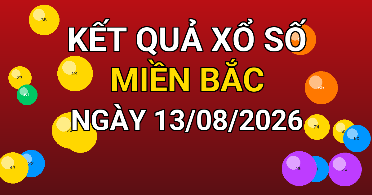 Kết quả xổ số Miền Bắc ngày 13/08/2026