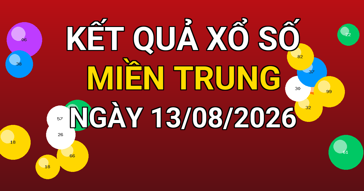 Kết quả xổ số Miền Trung ngày 13/08/2026