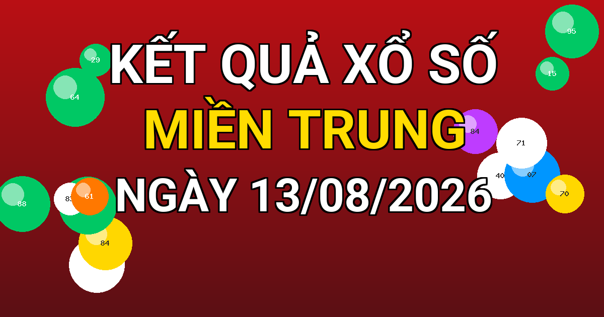 Kết quả xổ số Miền Trung ngày 13/08/2026