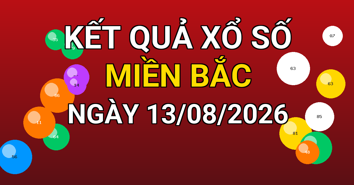 Kết quả xổ số Miền Bắc ngày 13/08/2026
