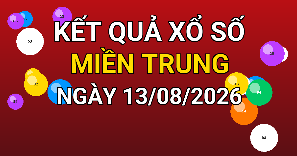 Kết quả xổ số Miền Trung ngày 13/08/2026