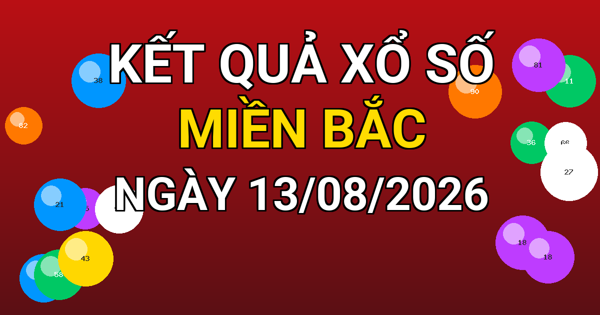 Kết quả xổ số Miền Bắc ngày 13/08/2026