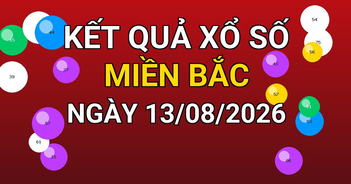 Kết quả xổ số Miền Bắc ngày 13/08/2026