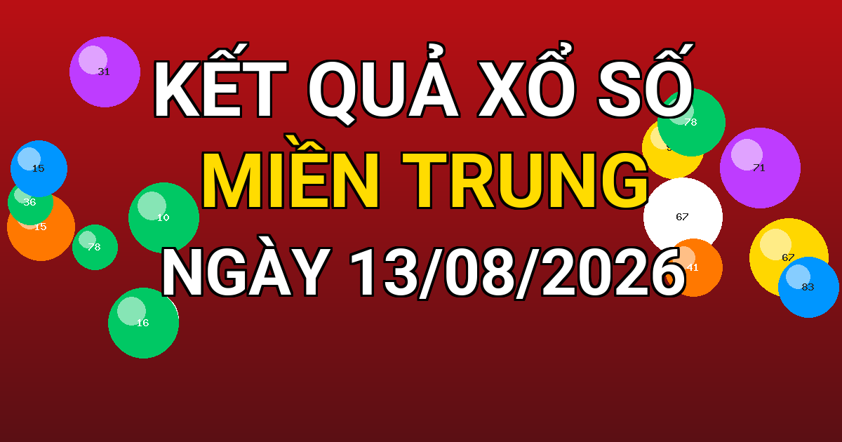 Kết quả xổ số Miền Trung ngày 13/08/2026