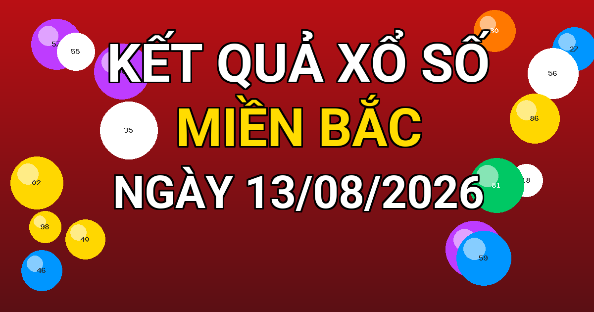 Kết quả xổ số Miền Bắc ngày 13/08/2026