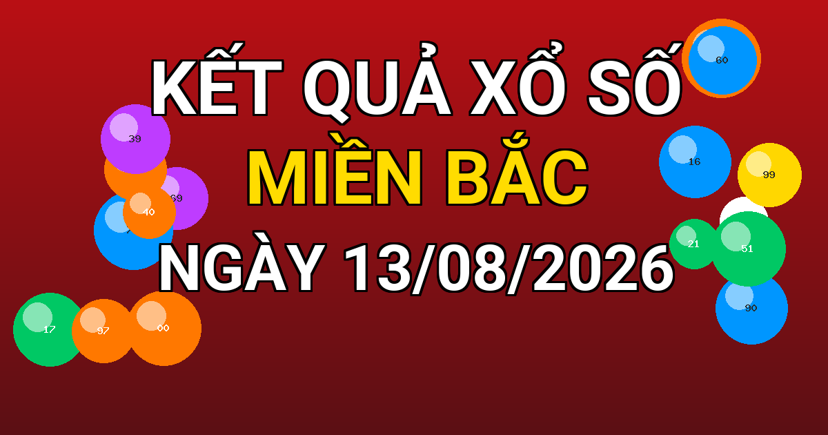 Kết quả xổ số Miền Bắc ngày 13/08/2026