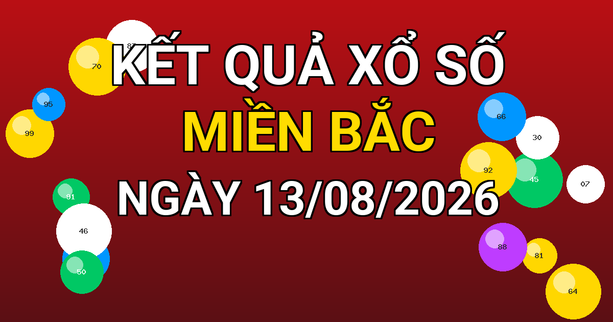 Kết quả xổ số Miền Bắc ngày 13/08/2026