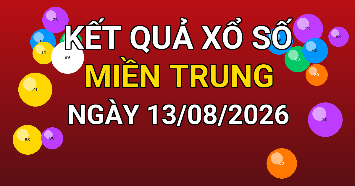 Kết quả xổ số Miền Trung ngày 13/08/2026