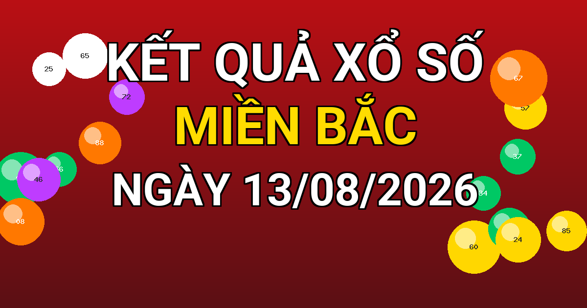 Kết quả xổ số Miền Bắc ngày 13/08/2026