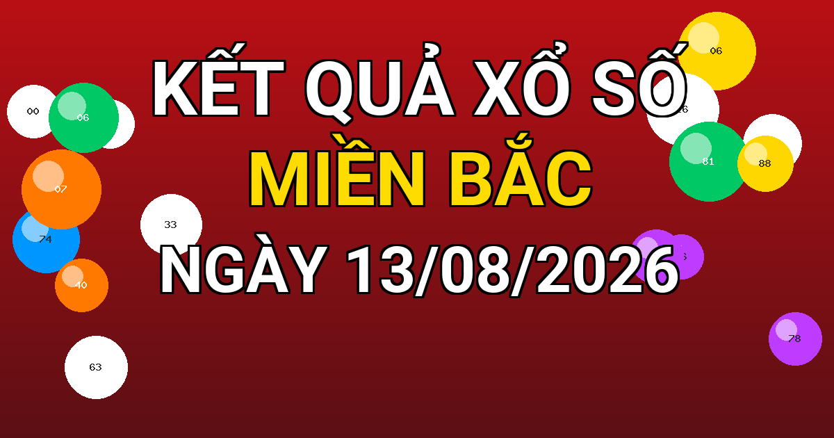 Kết quả xổ số Miền Bắc ngày 13/08/2026