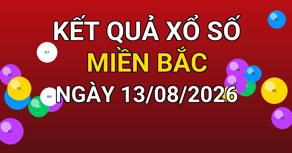 Kết quả xổ số Miền Bắc ngày 13/08/2026