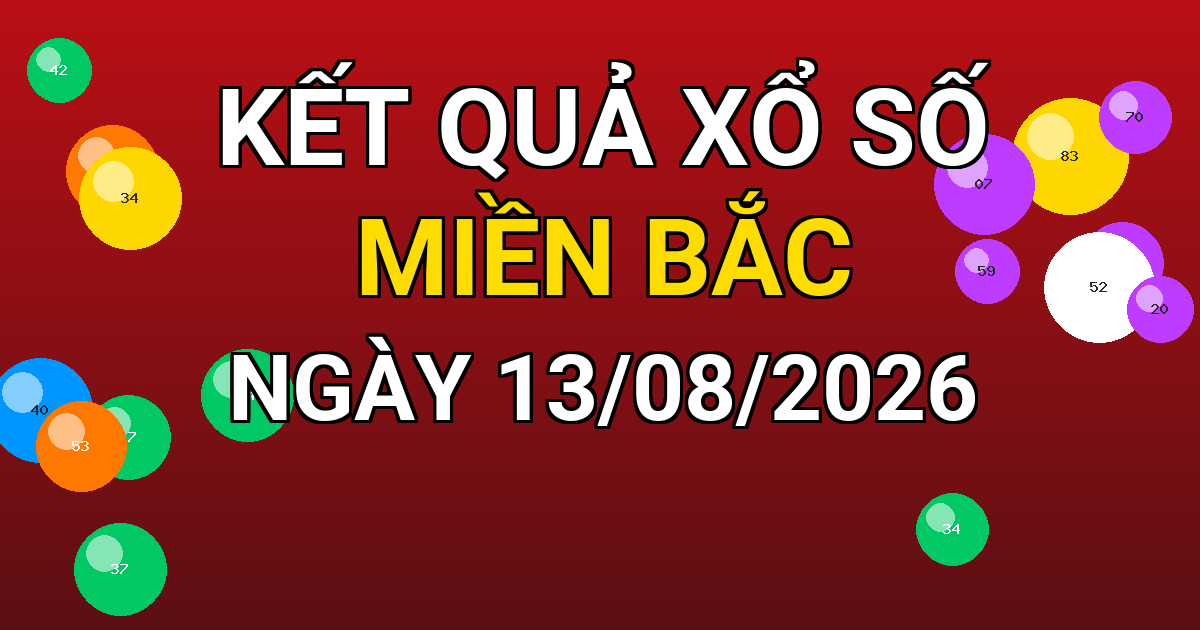 Kết quả xổ số Miền Bắc ngày 13/08/2026