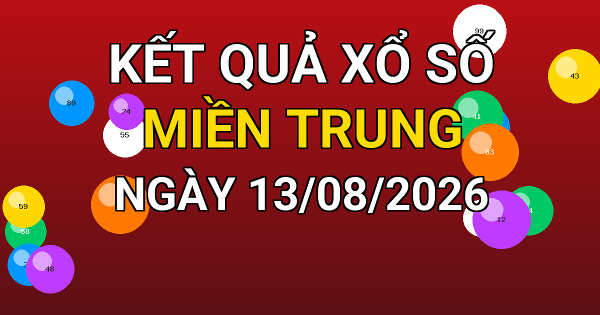 Kết quả xổ số Miền Trung ngày 13/08/2026