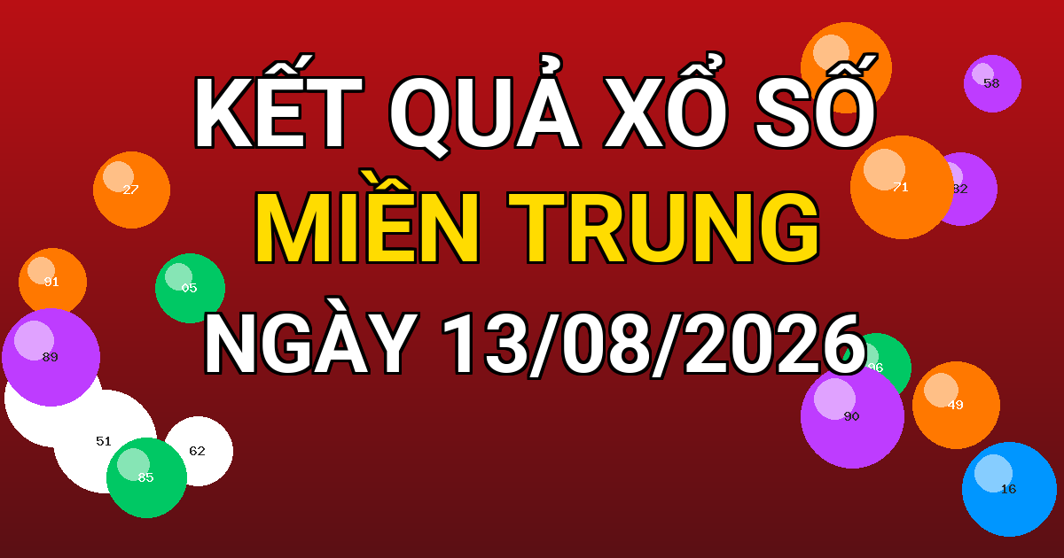 Kết quả xổ số Miền Trung ngày 13/08/2026