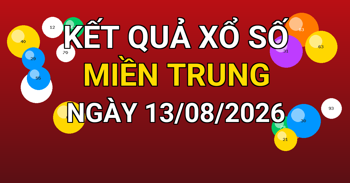 Kết quả xổ số Miền Trung ngày 13/08/2026