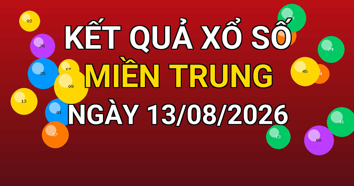 Kết quả xổ số Miền Trung ngày 13/08/2026