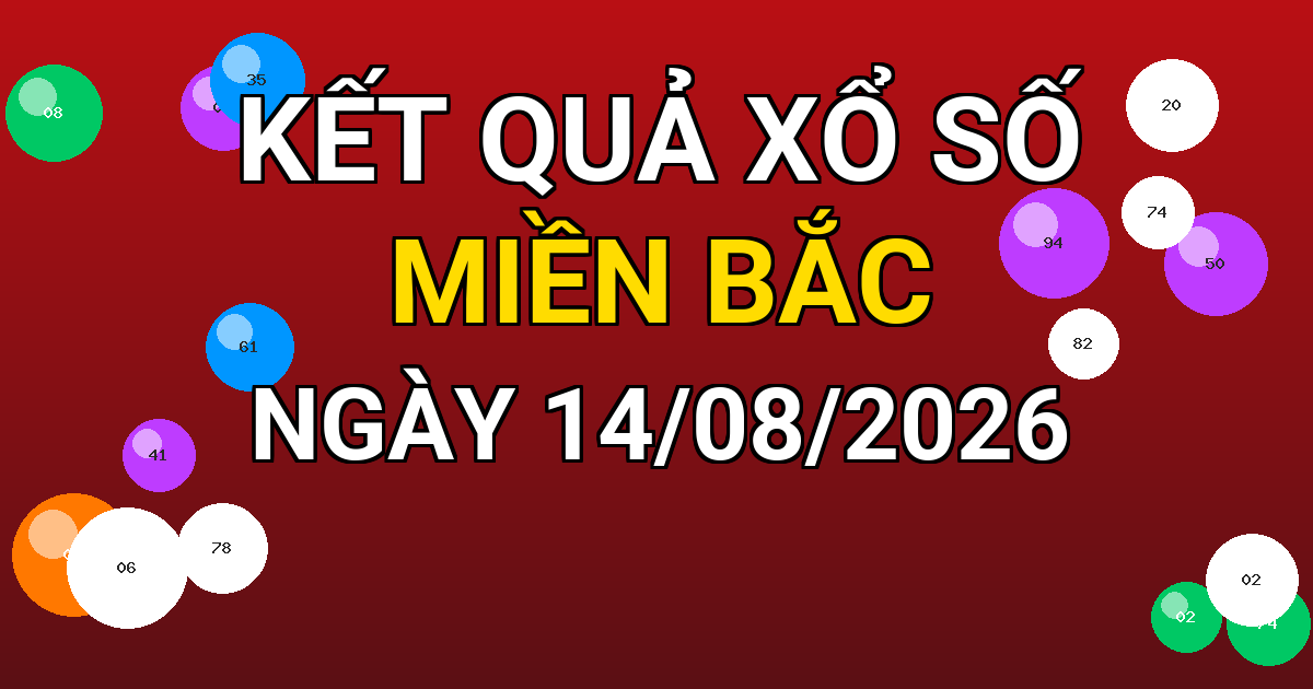 Kết quả xổ số Miền Bắc ngày 14/08/2026