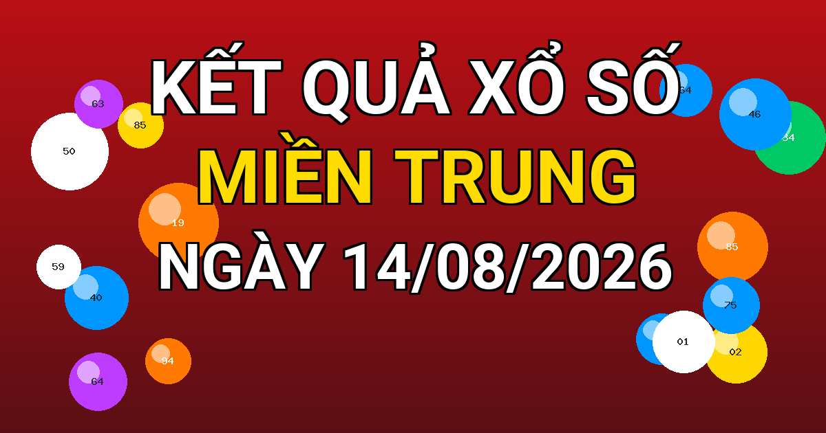 Kết quả xổ số Miền Trung ngày 14/08/2026