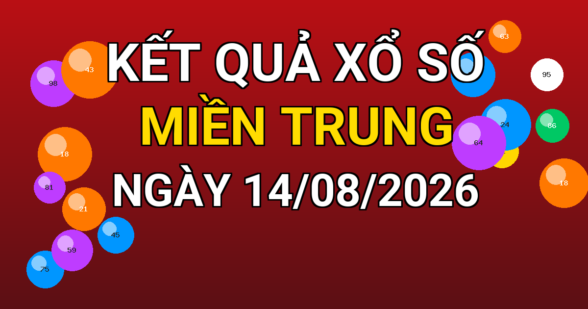 Kết quả xổ số Miền Trung ngày 14/08/2026