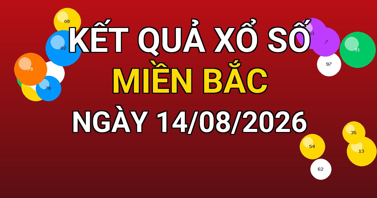 Kết quả xổ số Miền Bắc ngày 14/08/2026