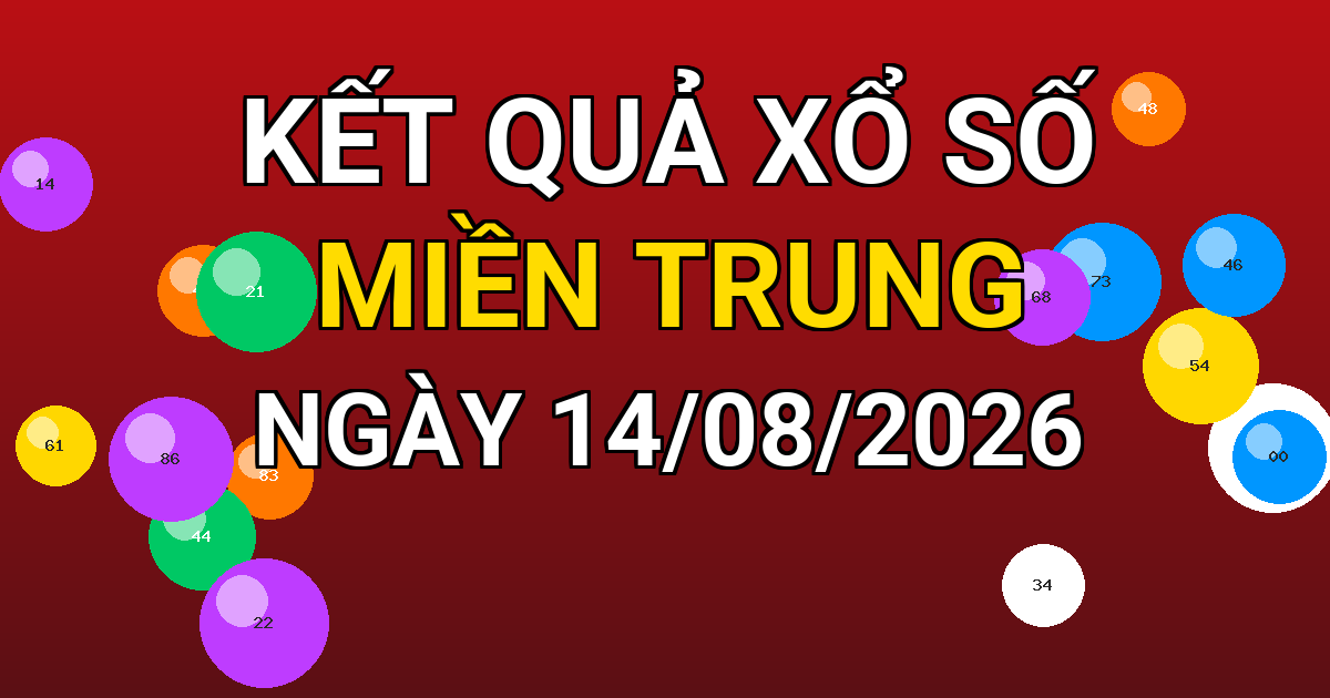 Kết quả xổ số Miền Trung ngày 14/08/2026