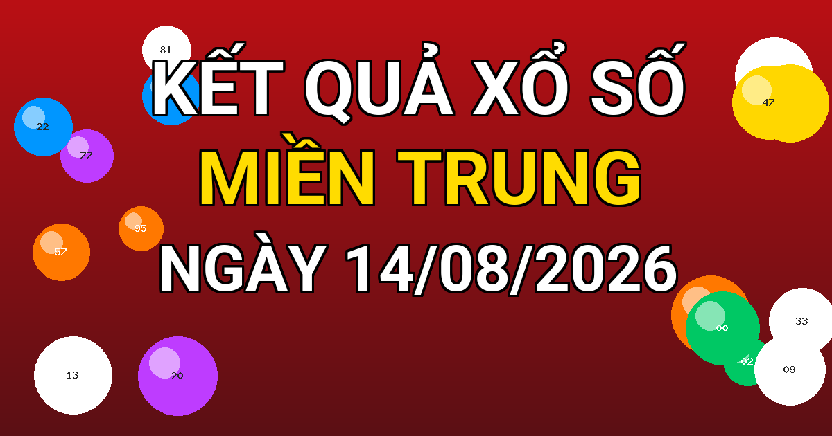Kết quả xổ số Miền Trung ngày 14/08/2026