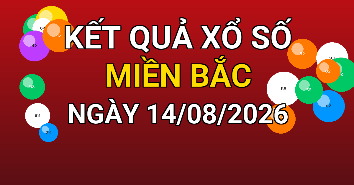 Kết quả xổ số Miền Bắc ngày 14/08/2026
