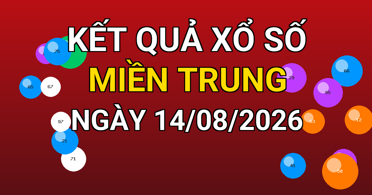 Kết quả xổ số Miền Trung ngày 14/08/2026