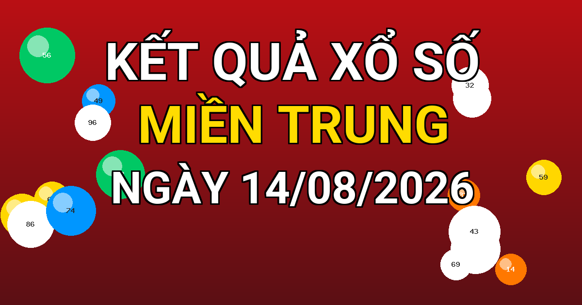 Kết quả xổ số Miền Trung ngày 14/08/2026