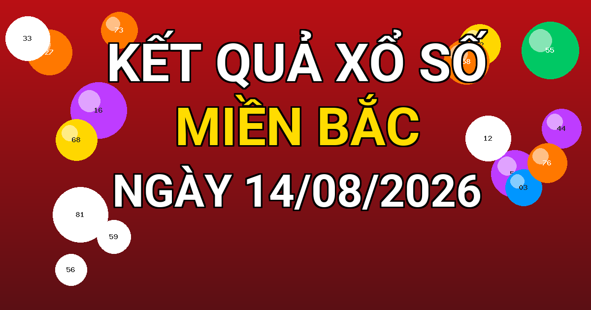 Kết quả xổ số Miền Bắc ngày 14/08/2026