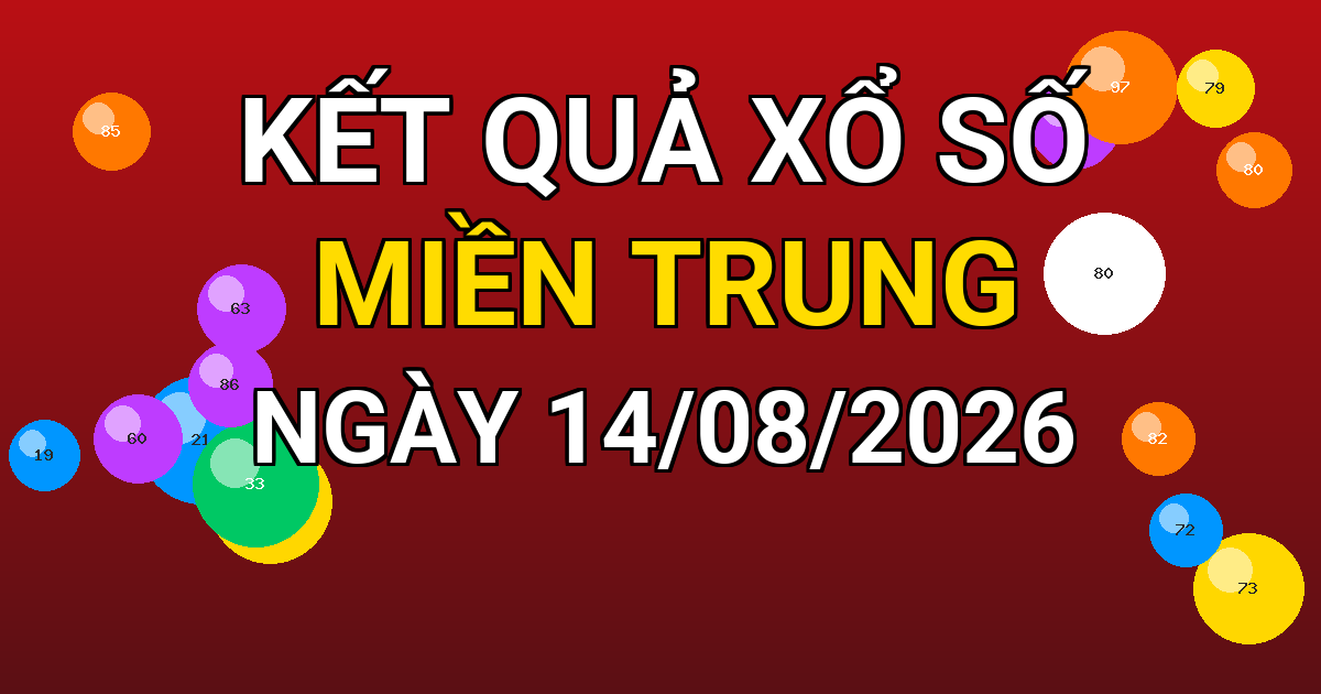 Kết quả xổ số Miền Trung ngày 14/08/2026
