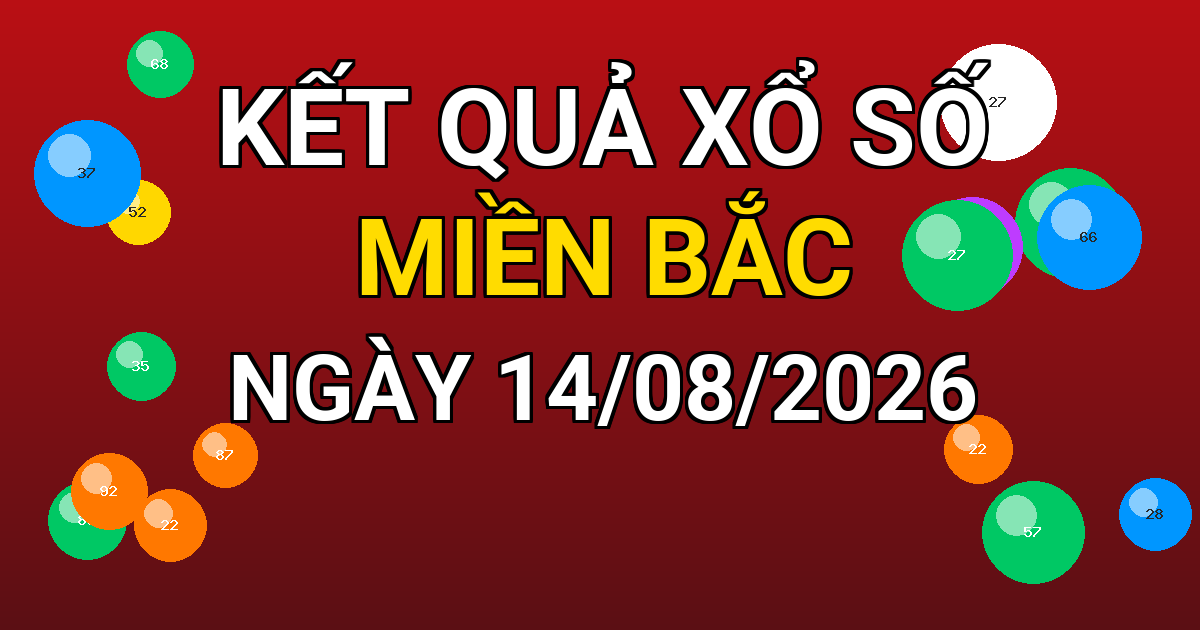 Kết quả xổ số Miền Bắc ngày 14/08/2026