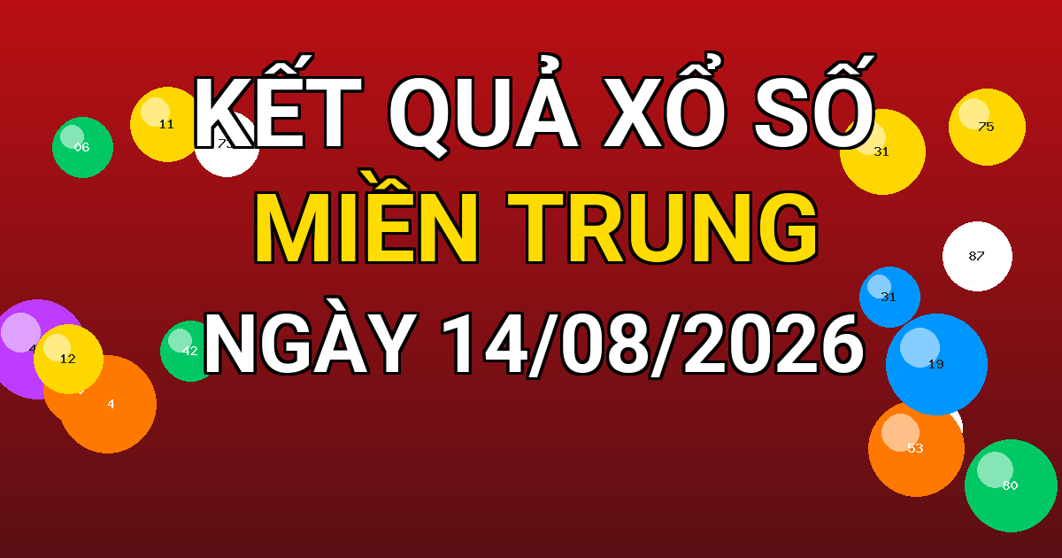 Kết quả xổ số Miền Trung ngày 14/08/2026