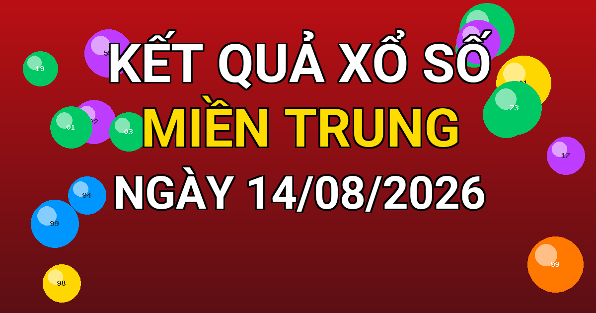 Kết quả xổ số Miền Trung ngày 14/08/2026