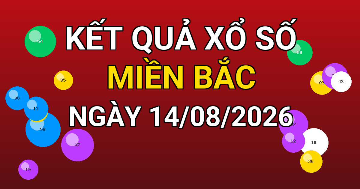 Kết quả xổ số Miền Bắc ngày 14/08/2026