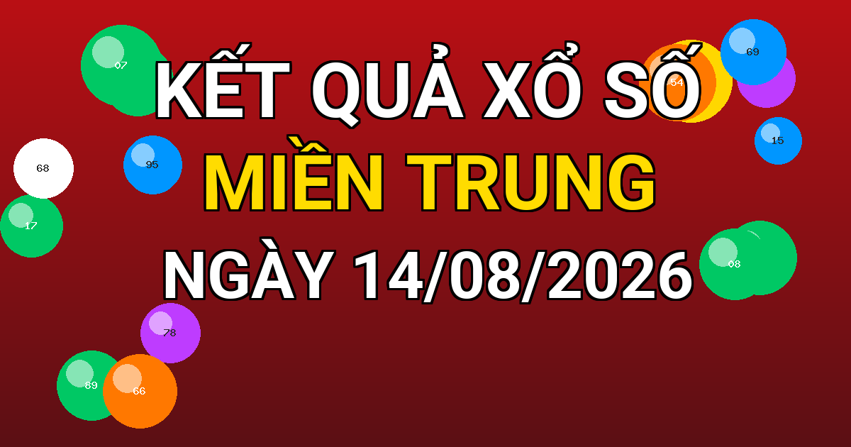 Kết quả xổ số Miền Trung ngày 14/08/2026