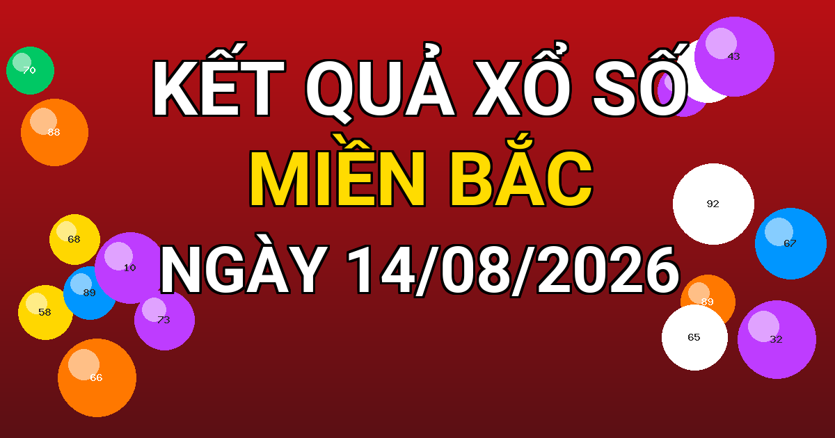 Kết quả xổ số Miền Bắc ngày 14/08/2026