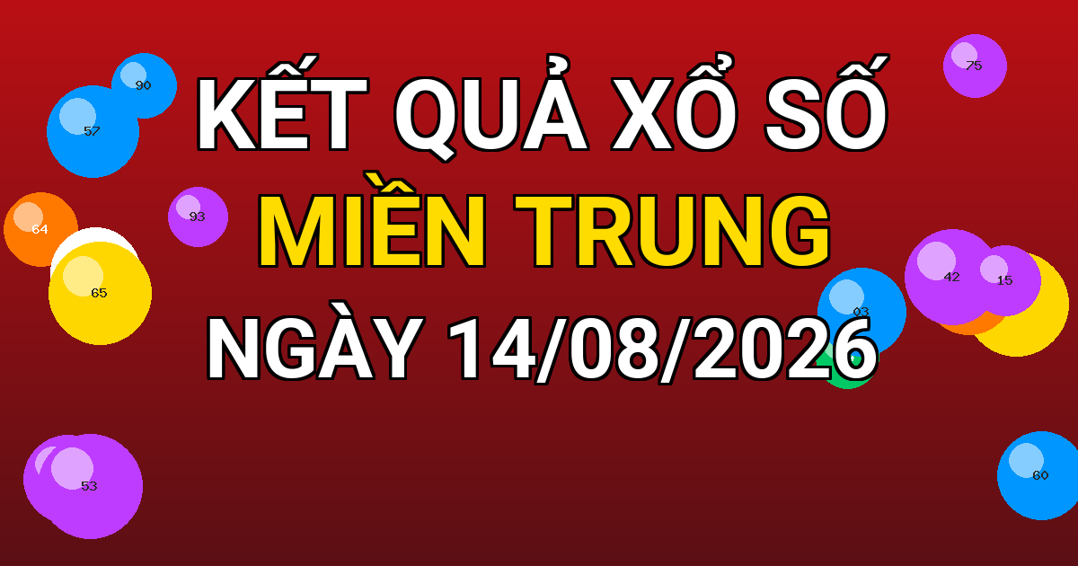 Kết quả xổ số Miền Trung ngày 14/08/2026