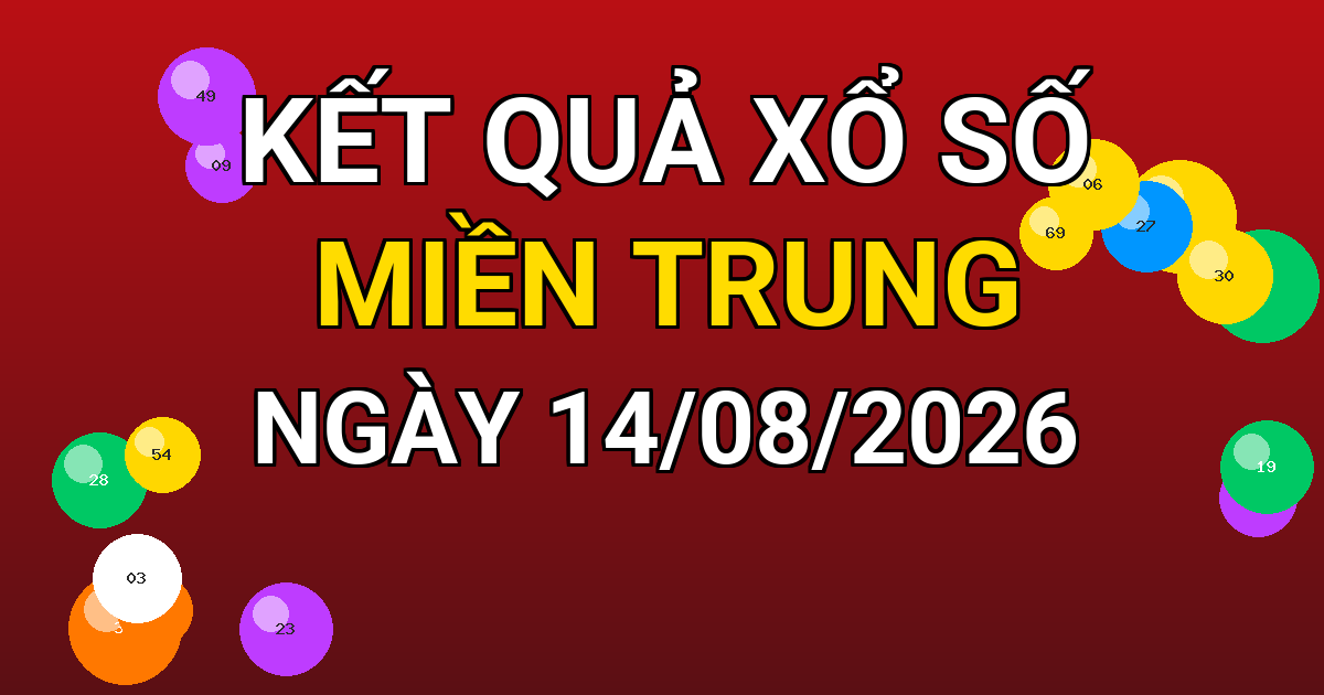 Kết quả xổ số Miền Trung ngày 14/08/2026