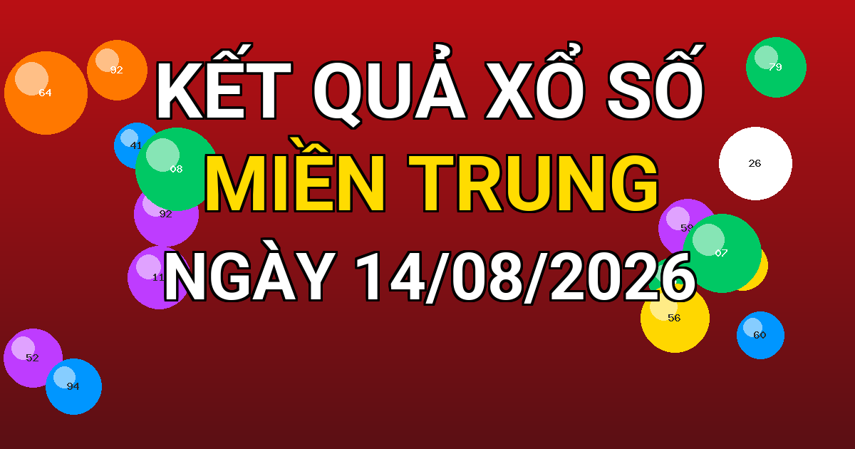 Kết quả xổ số Miền Trung ngày 14/08/2026