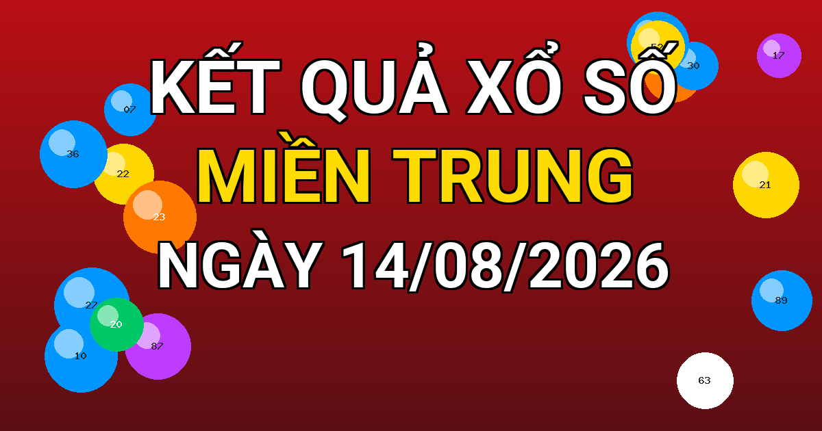 Kết quả xổ số Miền Trung ngày 14/08/2026