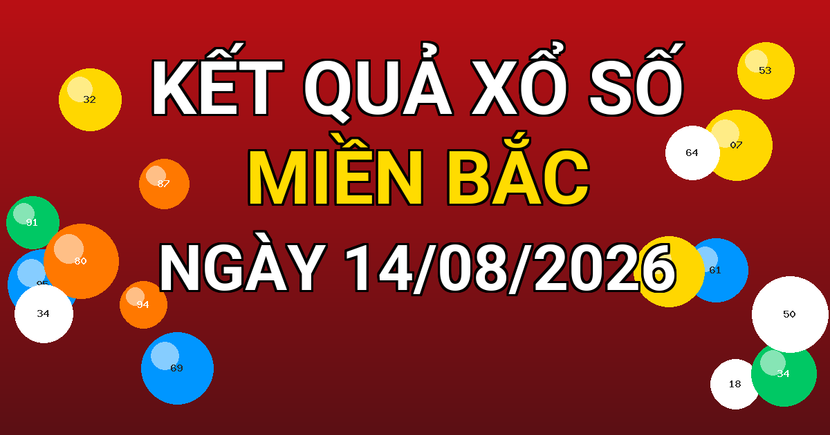 Kết quả xổ số Miền Bắc ngày 14/08/2026