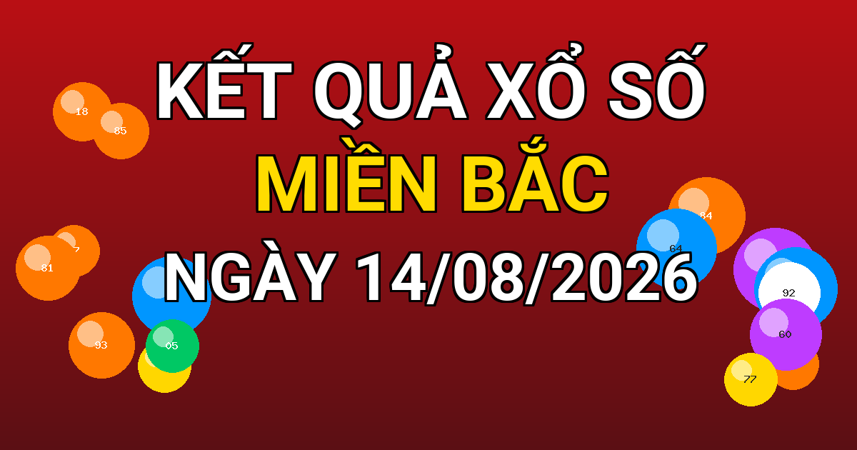 Kết quả xổ số Miền Bắc ngày 14/08/2026