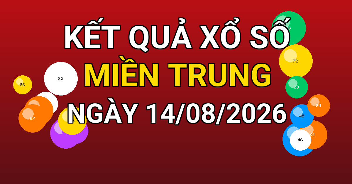 Kết quả xổ số Miền Trung ngày 14/08/2026