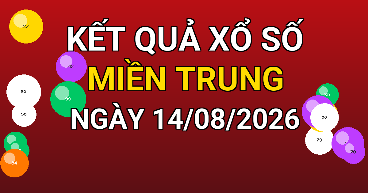 Kết quả xổ số Miền Trung ngày 14/08/2026
