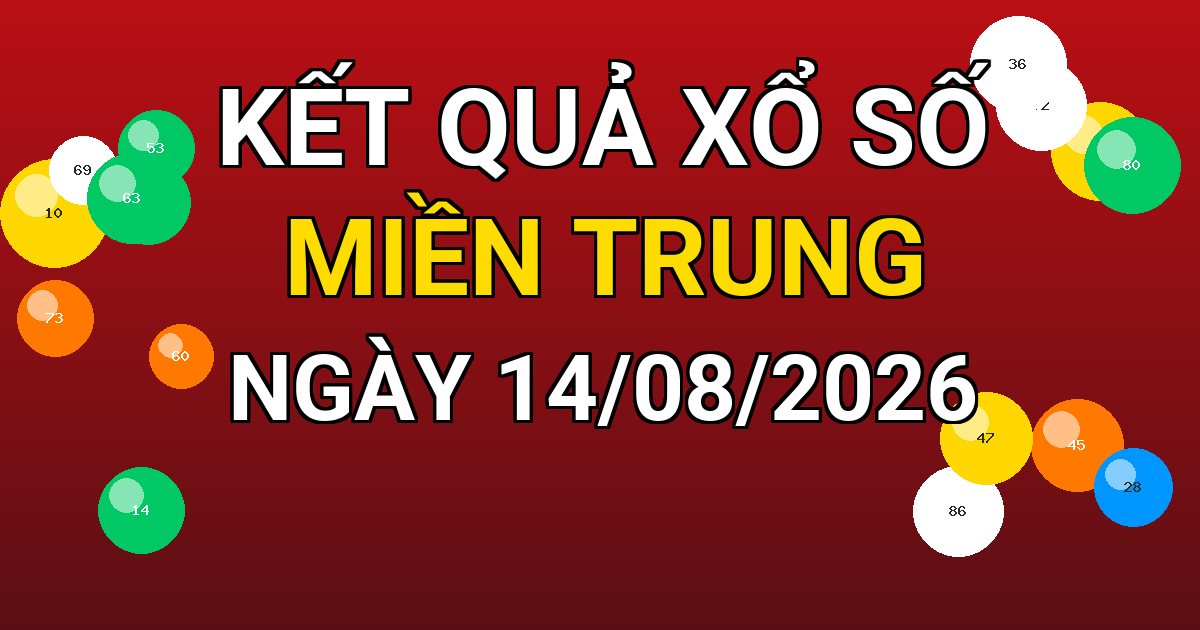Kết quả xổ số Miền Trung ngày 14/08/2026